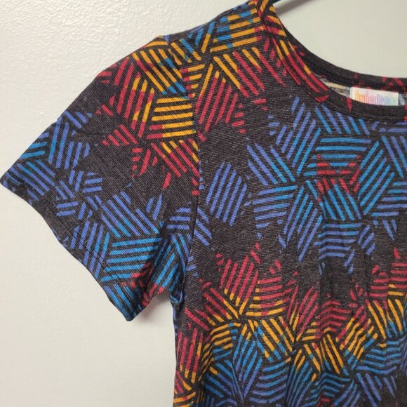 Lularoe Dress Short Sleeve Chest Pocket Womens XXS Geometric Tribal Mid Length - Picture 3 of 9